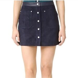 Rag & Bone Navy Blue Suede Siggy Mini Skirt Size 2